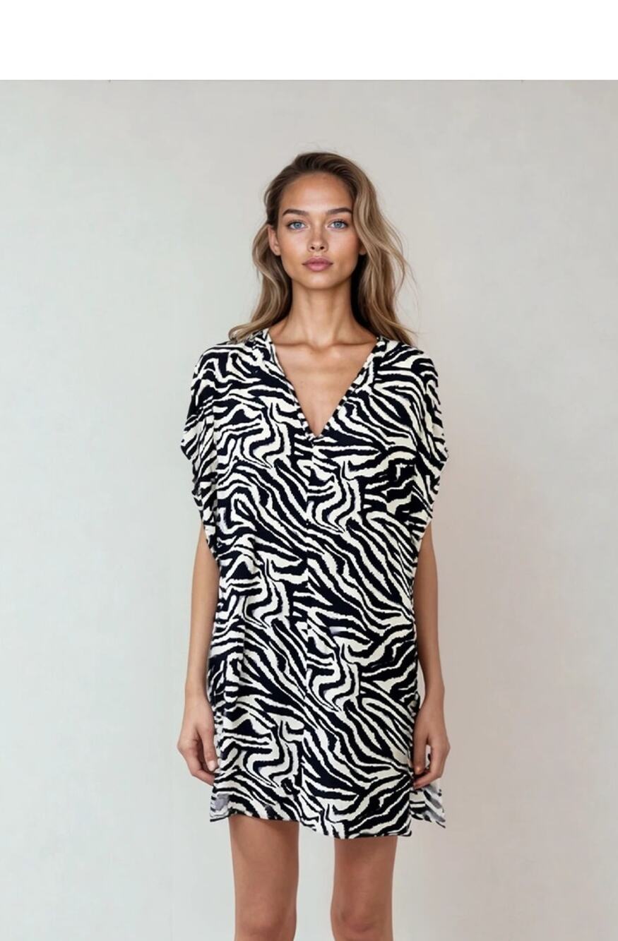 NWT Anne Cole Navy Zebra Shadow Swim Tunic Cover-up Resort Vacation XS/S